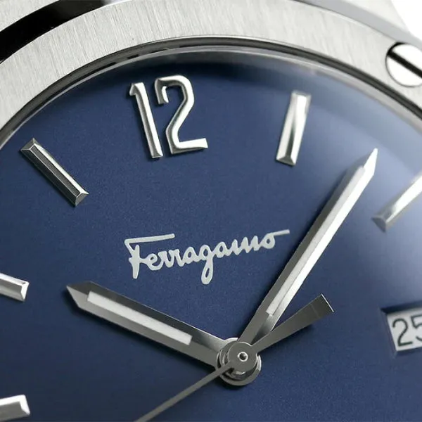Ferragamo F-80 Classic Blue Rubber Strap Blue Dial Quartz Watch For Gents - Sfdt007 19