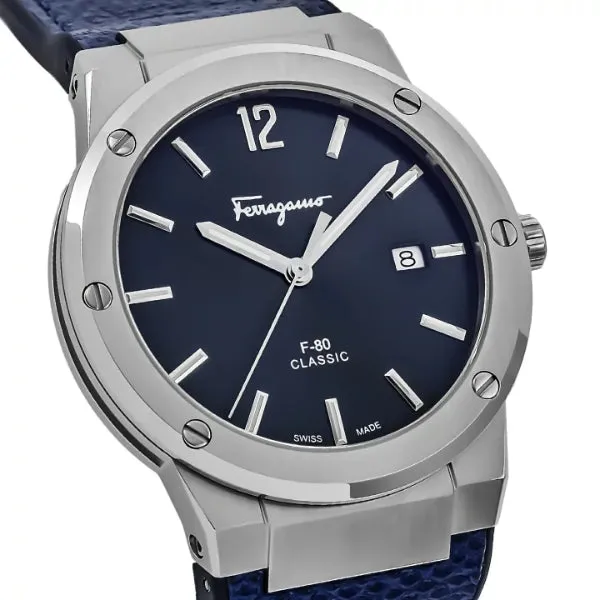 Ferragamo F-80 Classic Blue Rubber Strap Blue Dial Quartz Watch For Gents - Sfdt007 19