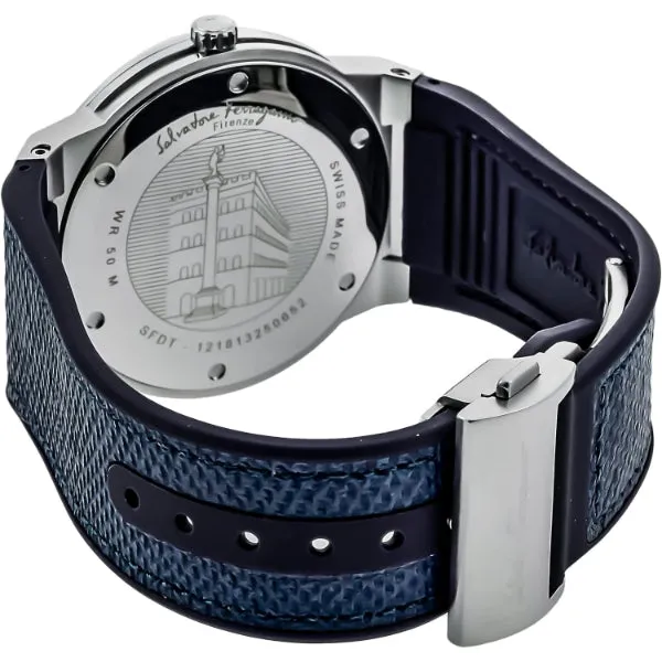 Ferragamo F-80 Classic Blue Rubber Strap Blue Dial Quartz Watch For Gents - Sfdt007 19