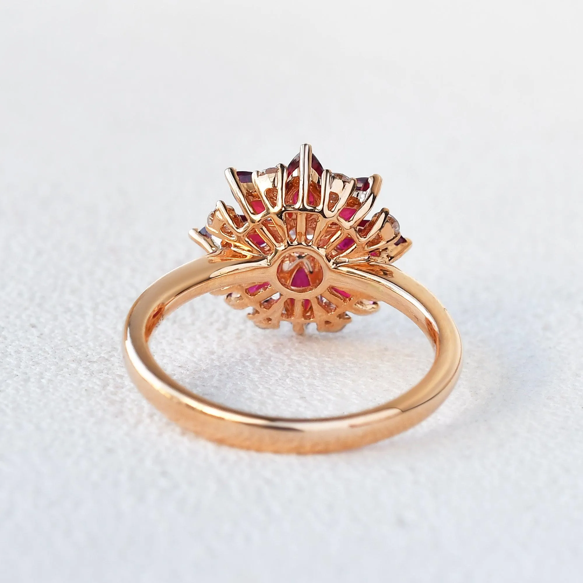 Floral Inspired - 1.5ct Natural Ruby Rose Gold Ring