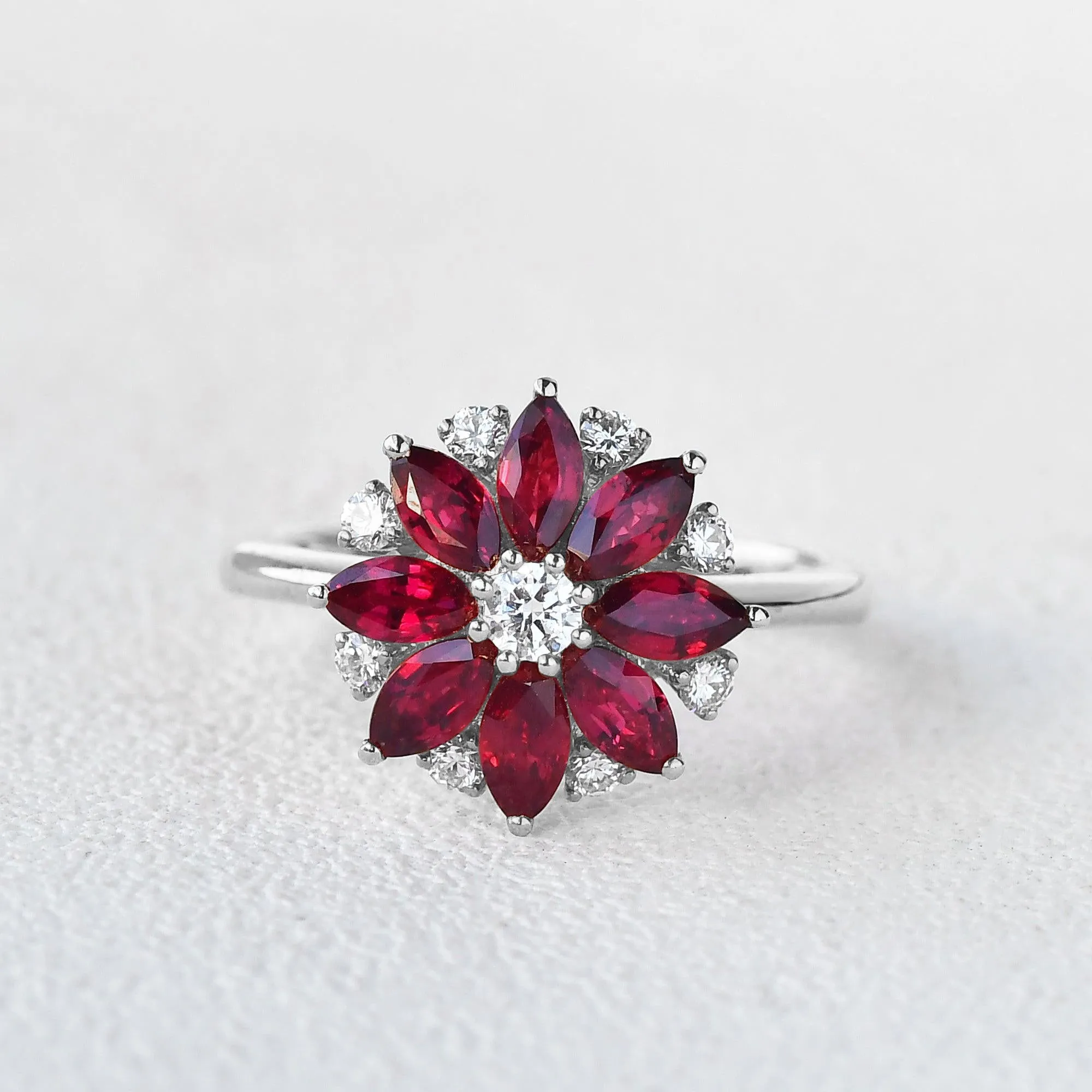 Floral Inspired - 1.5ct Natural Ruby Rose Gold Ring