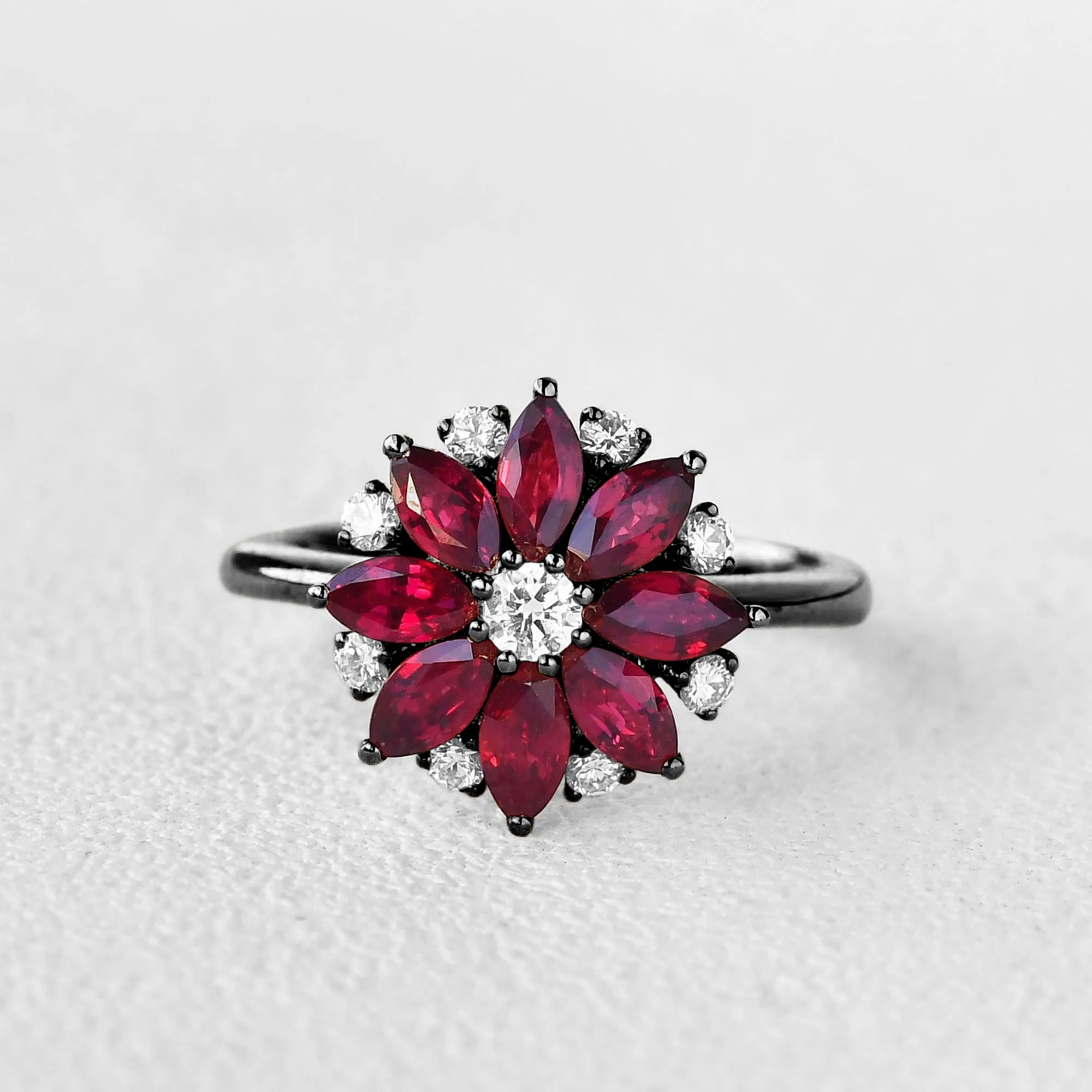 Floral Inspired - 1.5ct Natural Ruby Rose Gold Ring