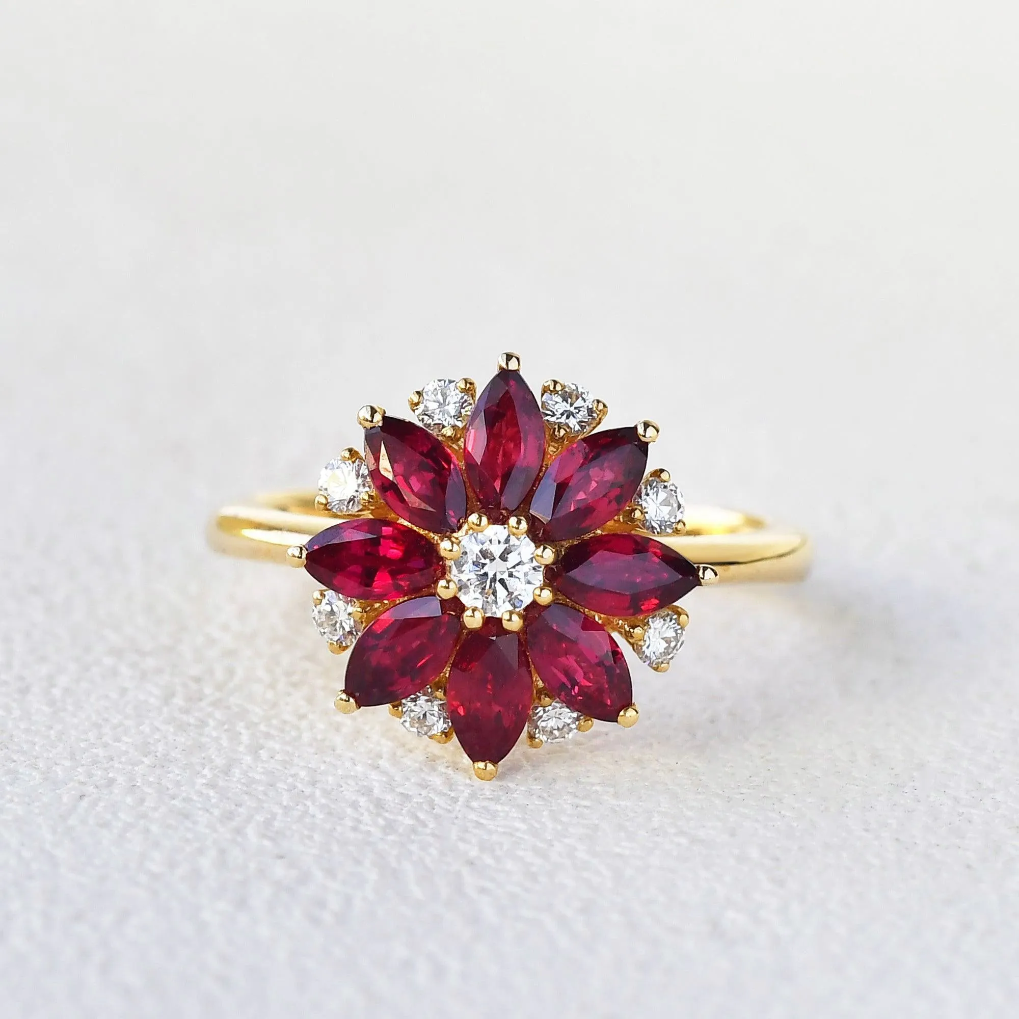 Floral Inspired - 1.5ct Natural Ruby Rose Gold Ring