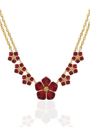 Garden of Love Red Large Flower Collar Necklace