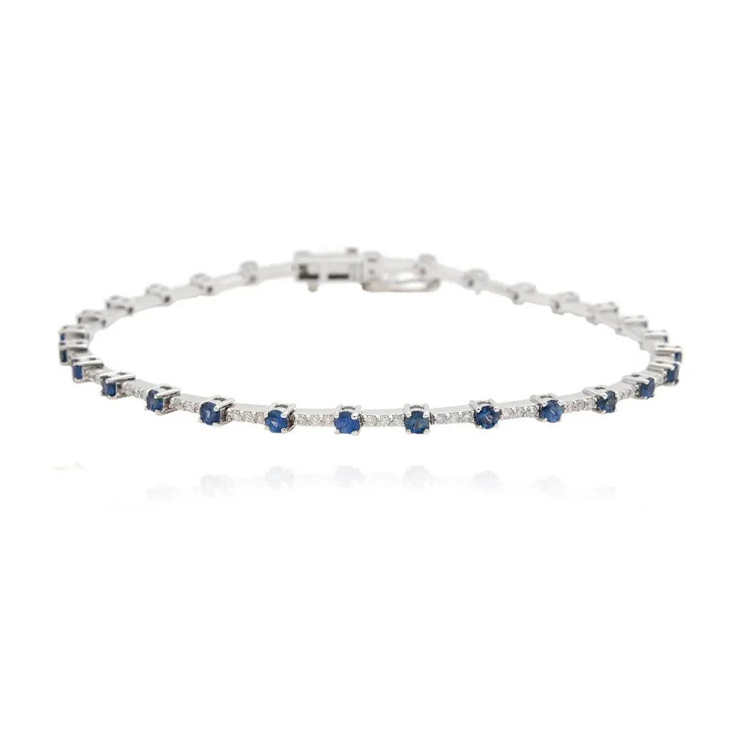Gemstone and Diamonds Segment Tennis Bracelet