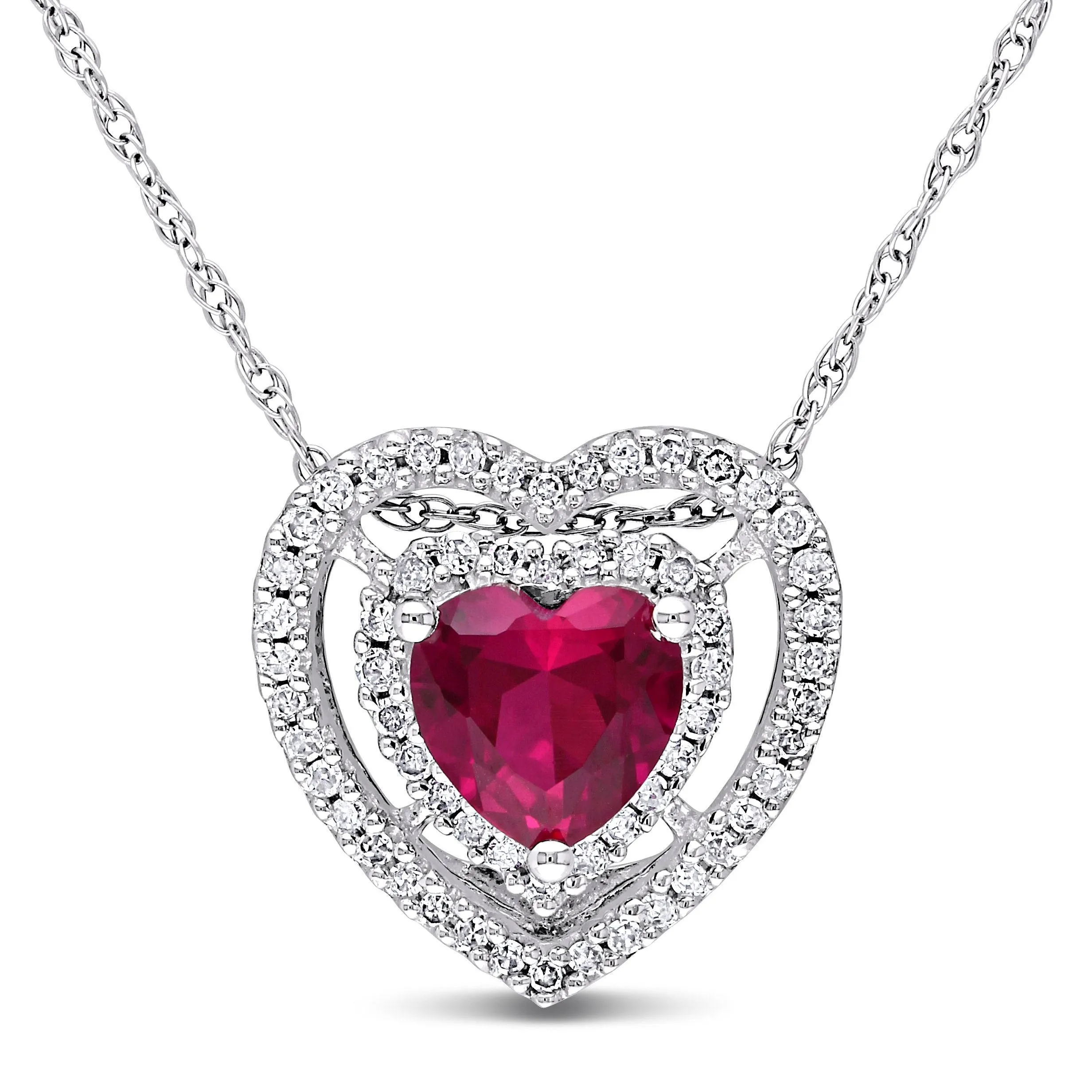 Gemstone Heart Halo Pendant