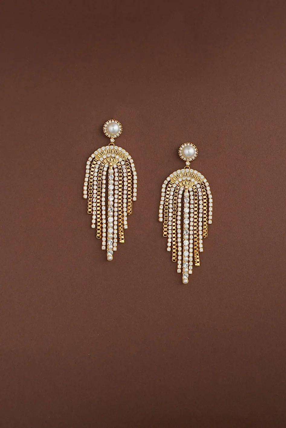 GENEVIEVE-Pearls & Swarovski Chandelier Earrings with Pearls