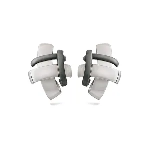 Girl Interrupted White Gold and Oxidized Sterling Silver Earring