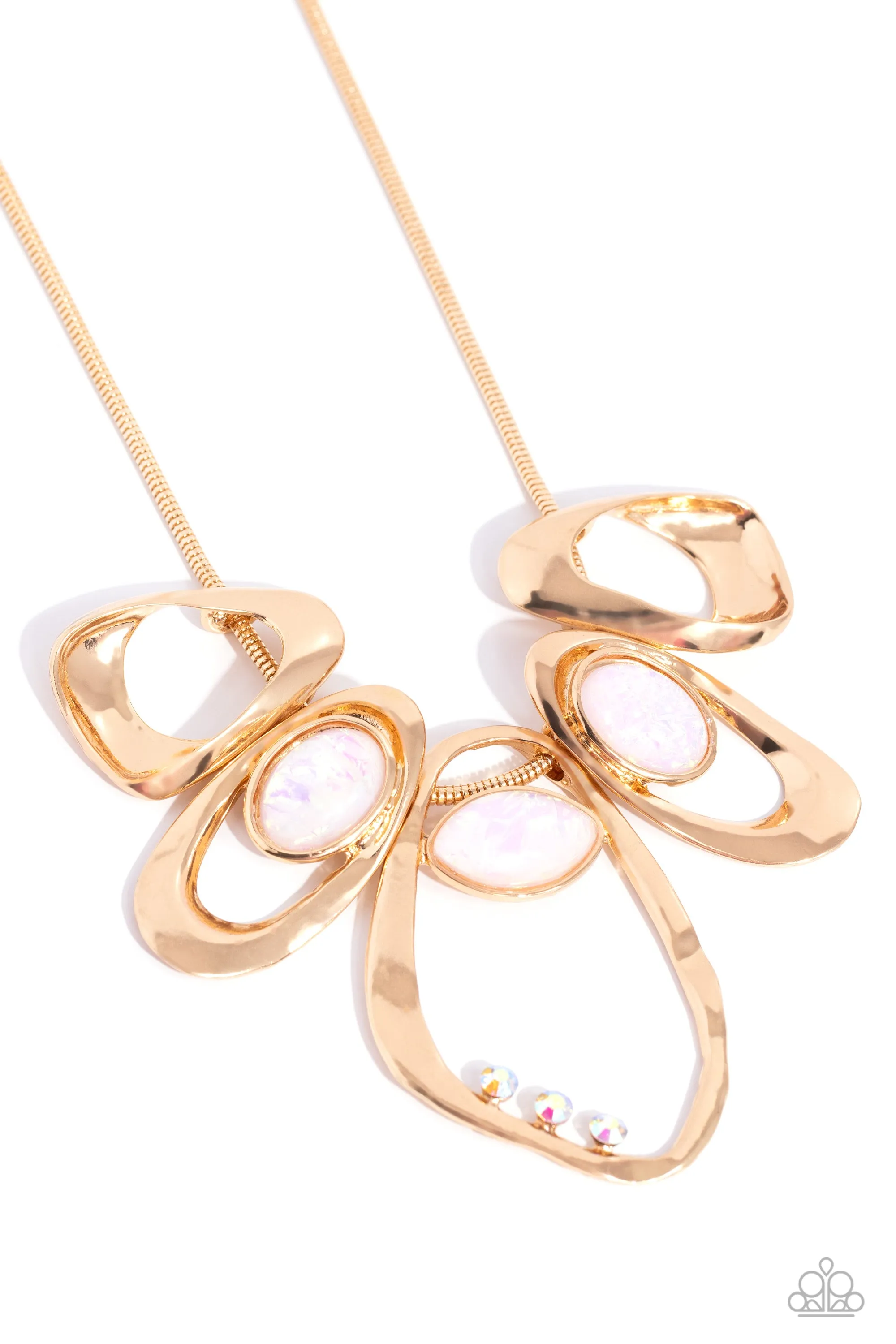 Gleaming Gala - Gold - Opalescent Gem Paparazzi Short Necklace