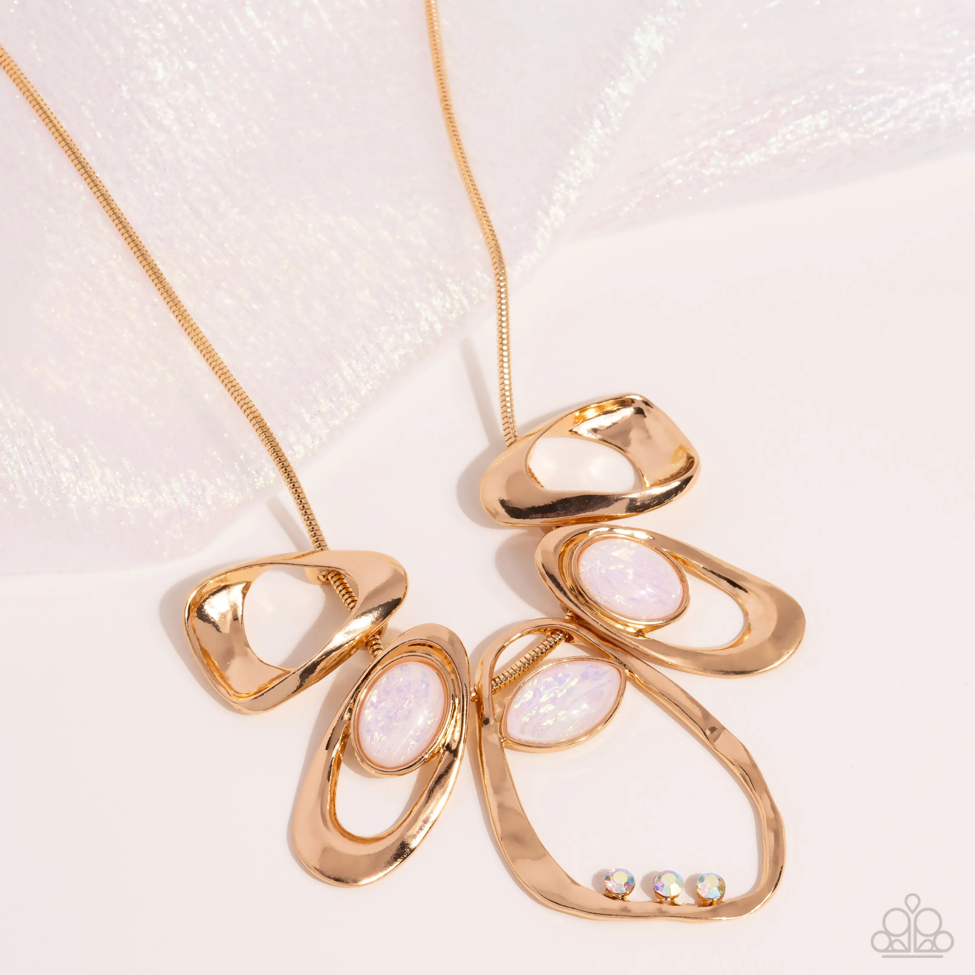 Gleaming Gala - Gold - Opalescent Gem Paparazzi Short Necklace