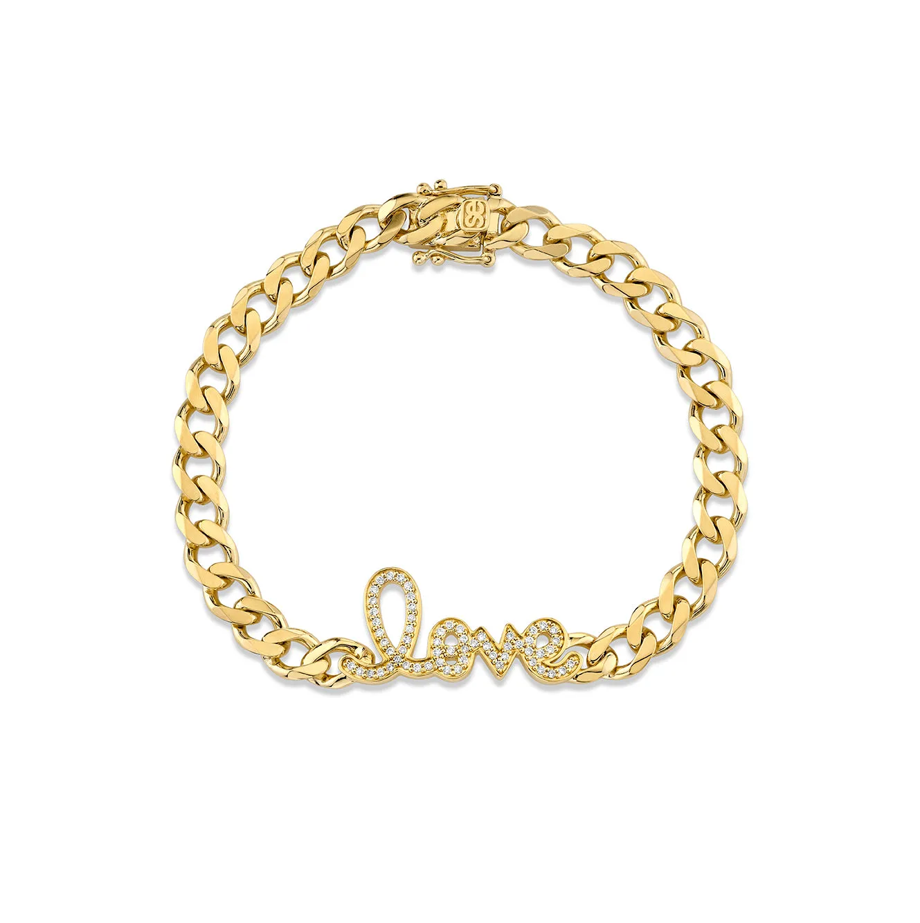 Gold & Diamond Love Curb Link Bracelet