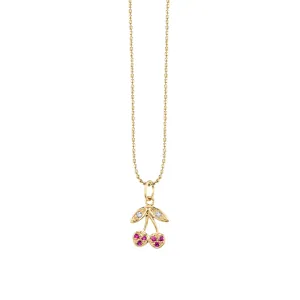 Gold & Diamond Small Cherry Charm