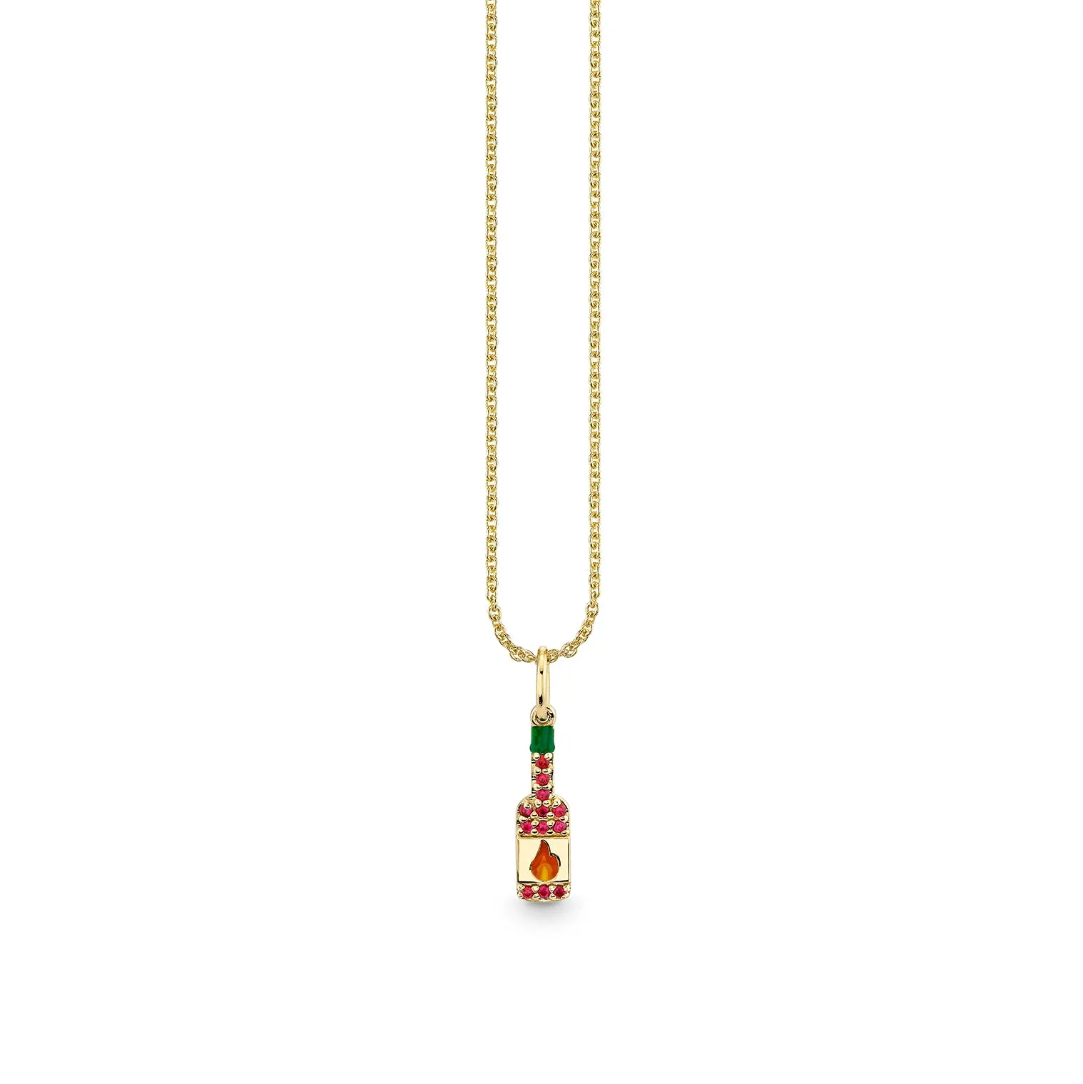 Gold & Ruby Hot Sauce Bottle Charm