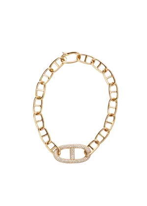 Gold Bracelet with Large Middle Diamond Link
