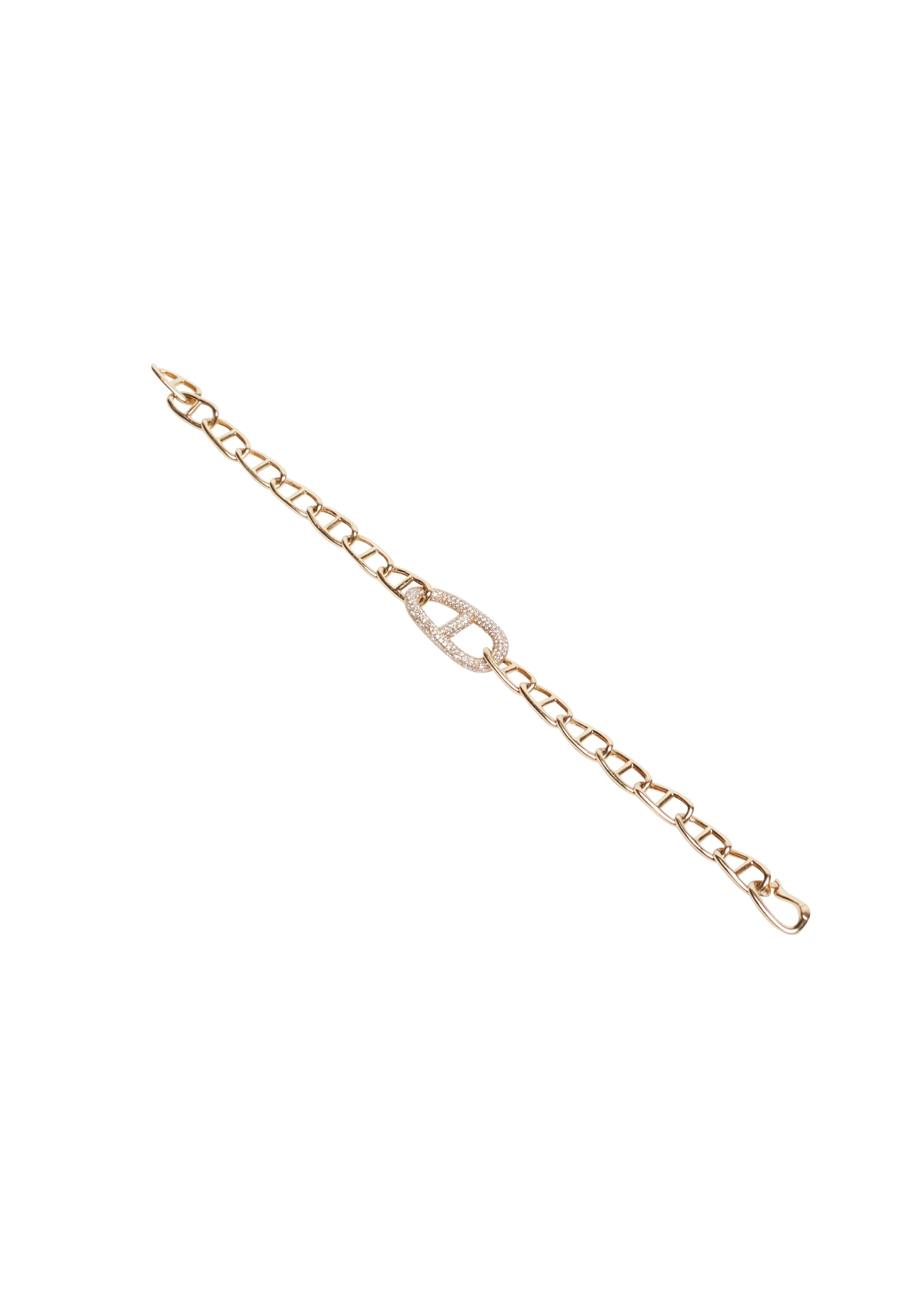 Gold Bracelet with Large Middle Diamond Link