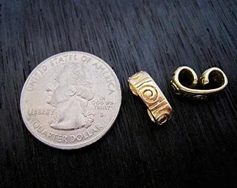 Gold Bronze Spiral Artisan Jewelry Link and Connector (one link)
