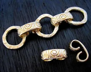 Gold Bronze Spiral Artisan Jewelry Link and Connector (one link)