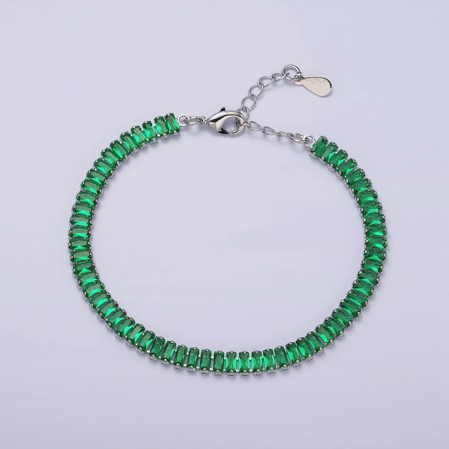 Gold Filled Tennis Bracelet, Baguette Emerald Green, Pink, Clear Pave CZ Bracelet for WA1764 WA1765 WA1766