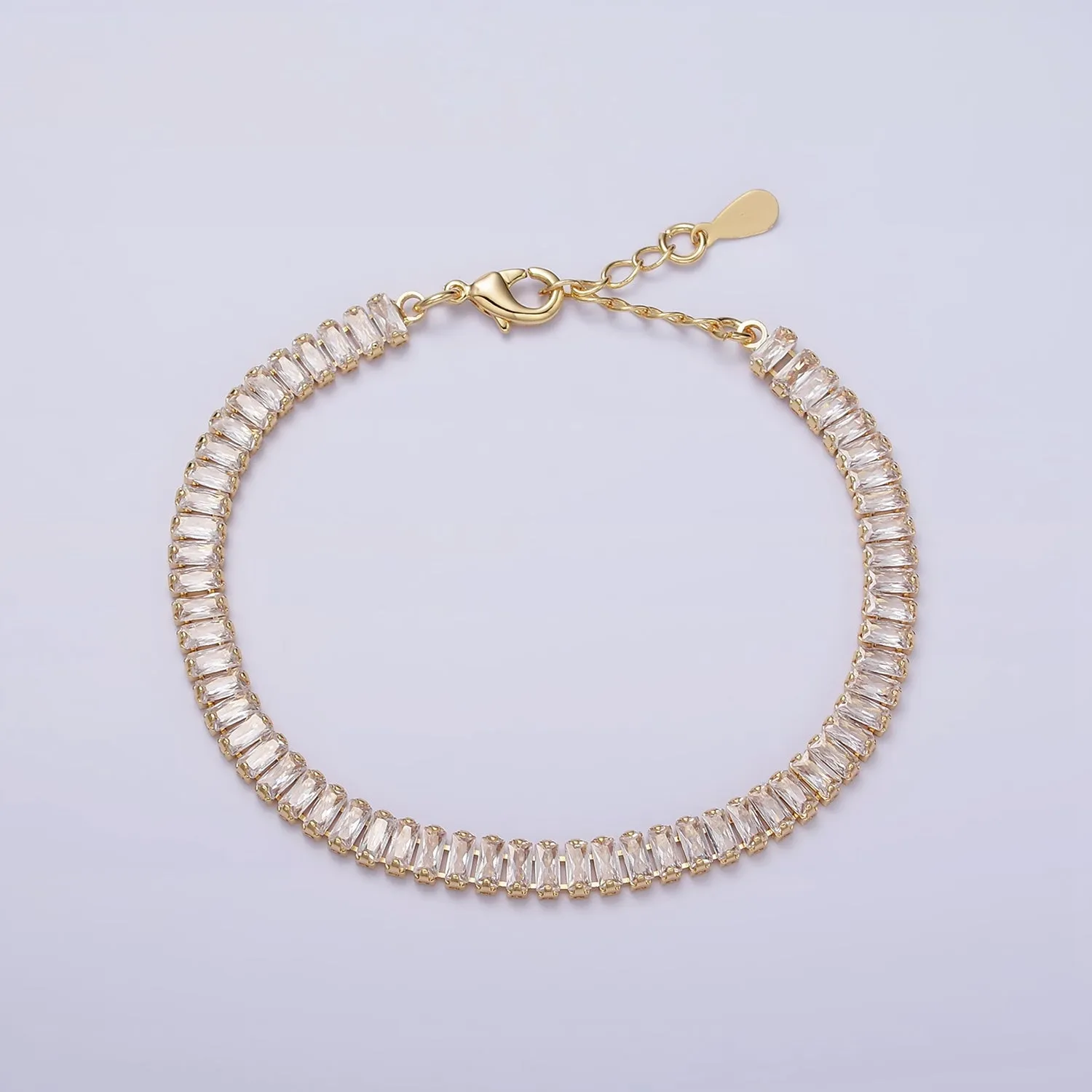 Gold Filled Tennis Bracelet, Baguette Emerald Green, Pink, Clear Pave CZ Bracelet for WA1764 WA1765 WA1766