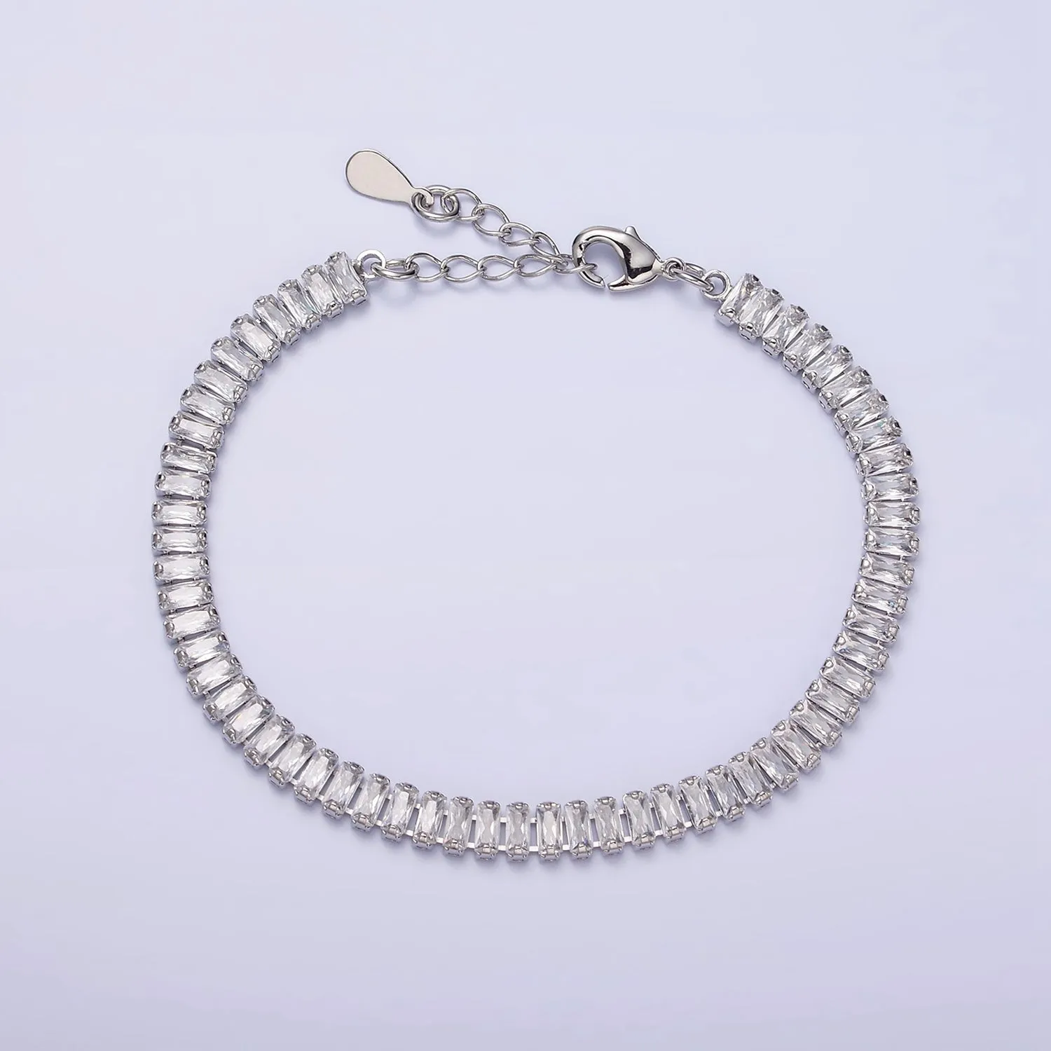 Gold Filled Tennis Bracelet, Baguette Emerald Green, Pink, Clear Pave CZ Bracelet for WA1764 WA1765 WA1766
