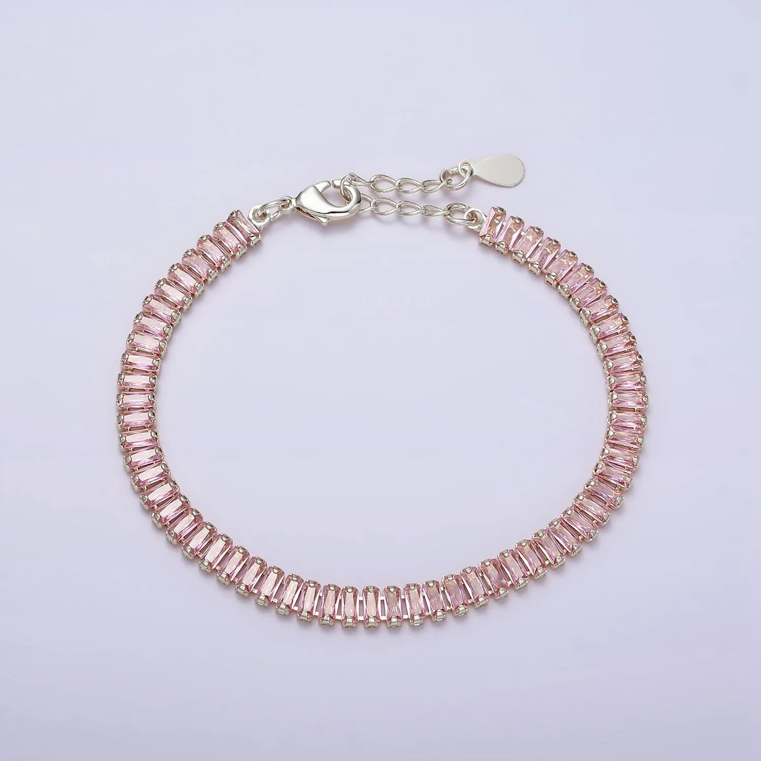 Gold Filled Tennis Bracelet, Baguette Emerald Green, Pink, Clear Pave CZ Bracelet for WA1764 WA1765 WA1766