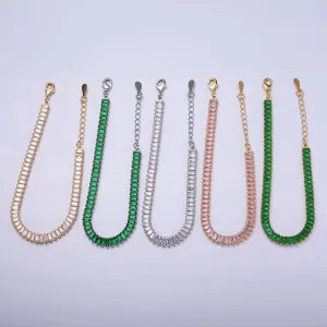 Gold Filled Tennis Bracelet, Baguette Emerald Green, Pink, Clear Pave CZ Bracelet for WA1764 WA1765 WA1766