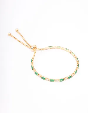 Gold Plated Baguette Stone Toggle Tennis Bracelet