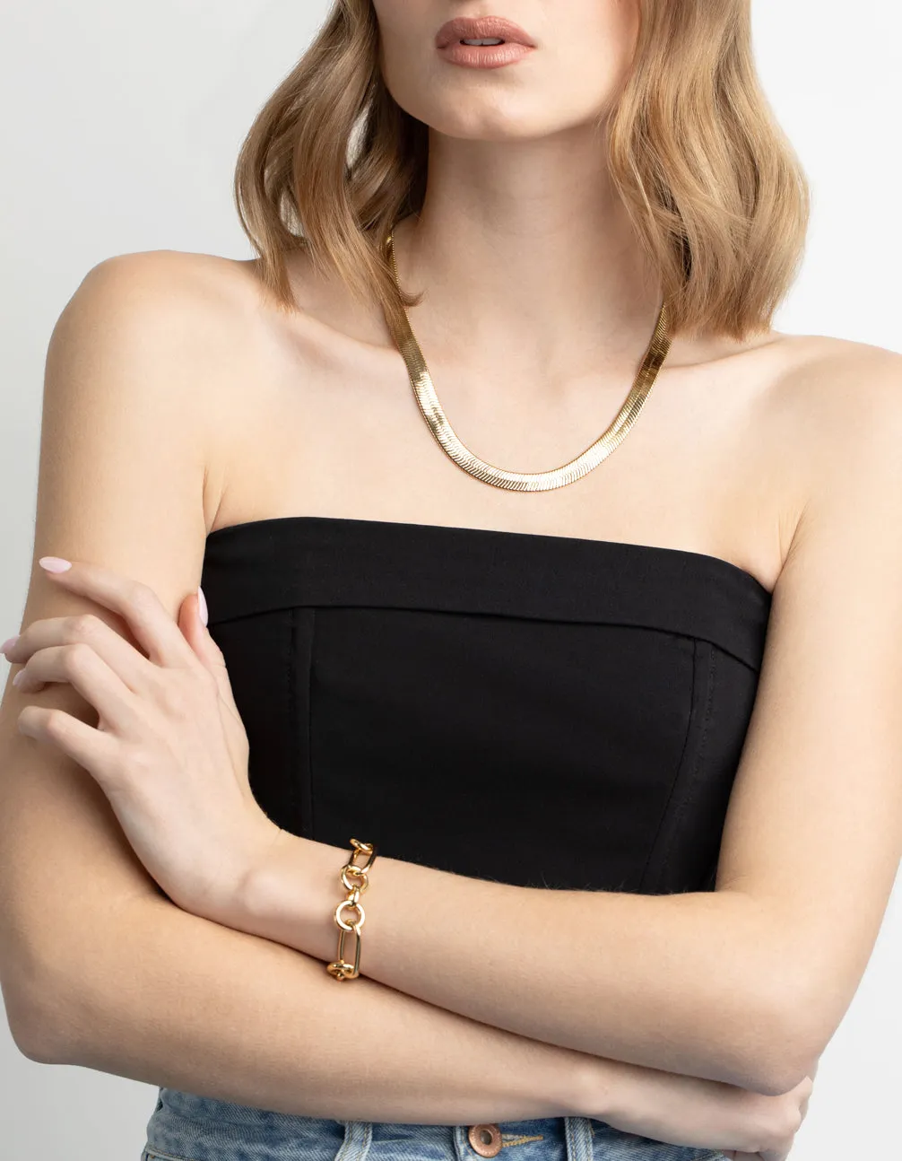 Gold Plated Rectangle Link Bracelet