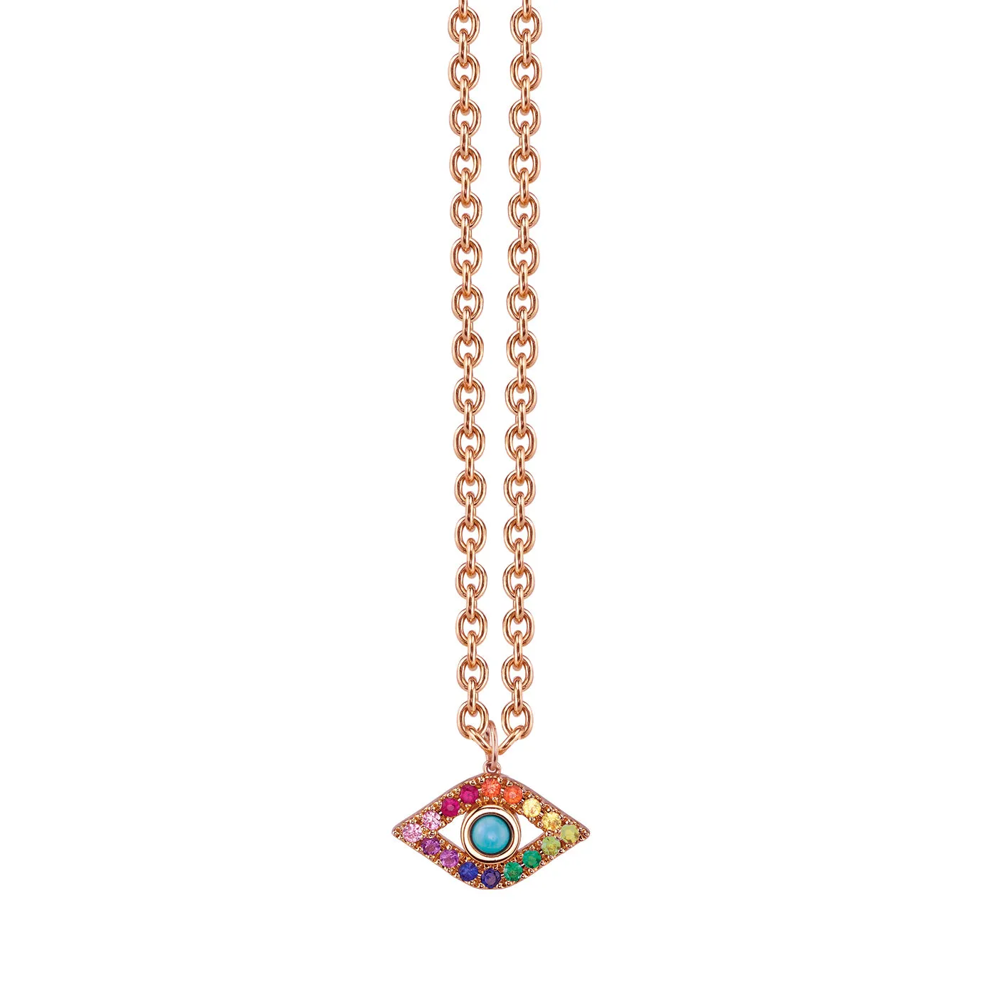 Gold Rainbow & Turquoise Extra Large Bezel Eye Charm