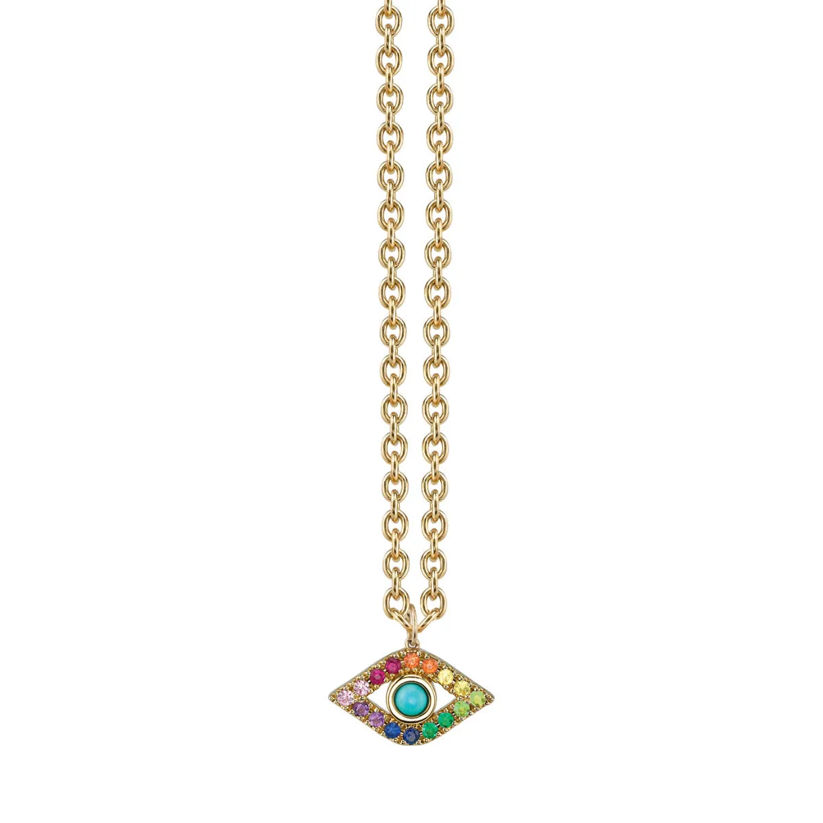 Gold Rainbow & Turquoise Extra Large Bezel Eye Charm