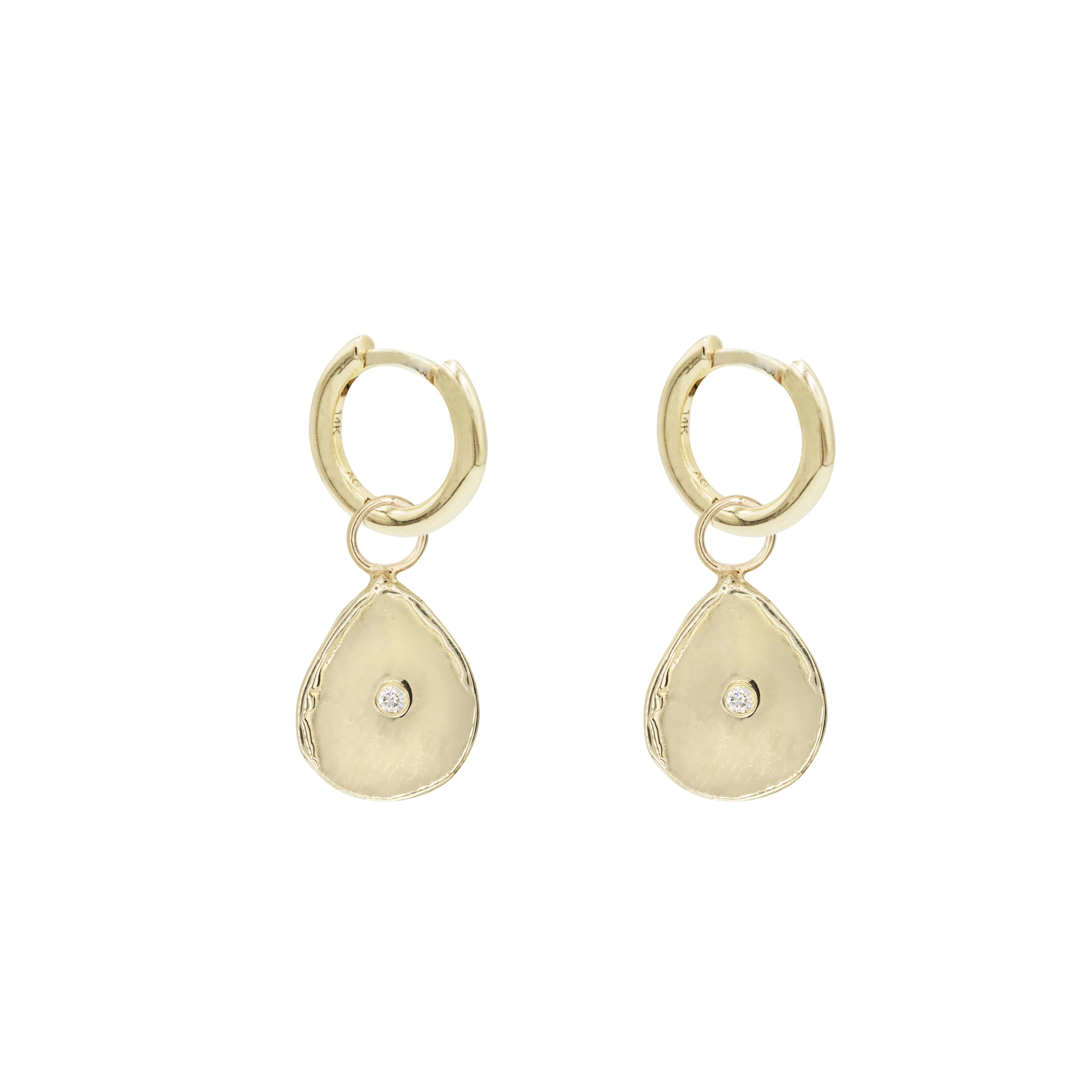 Gold w/ Diamond Teardrop Huggies Set