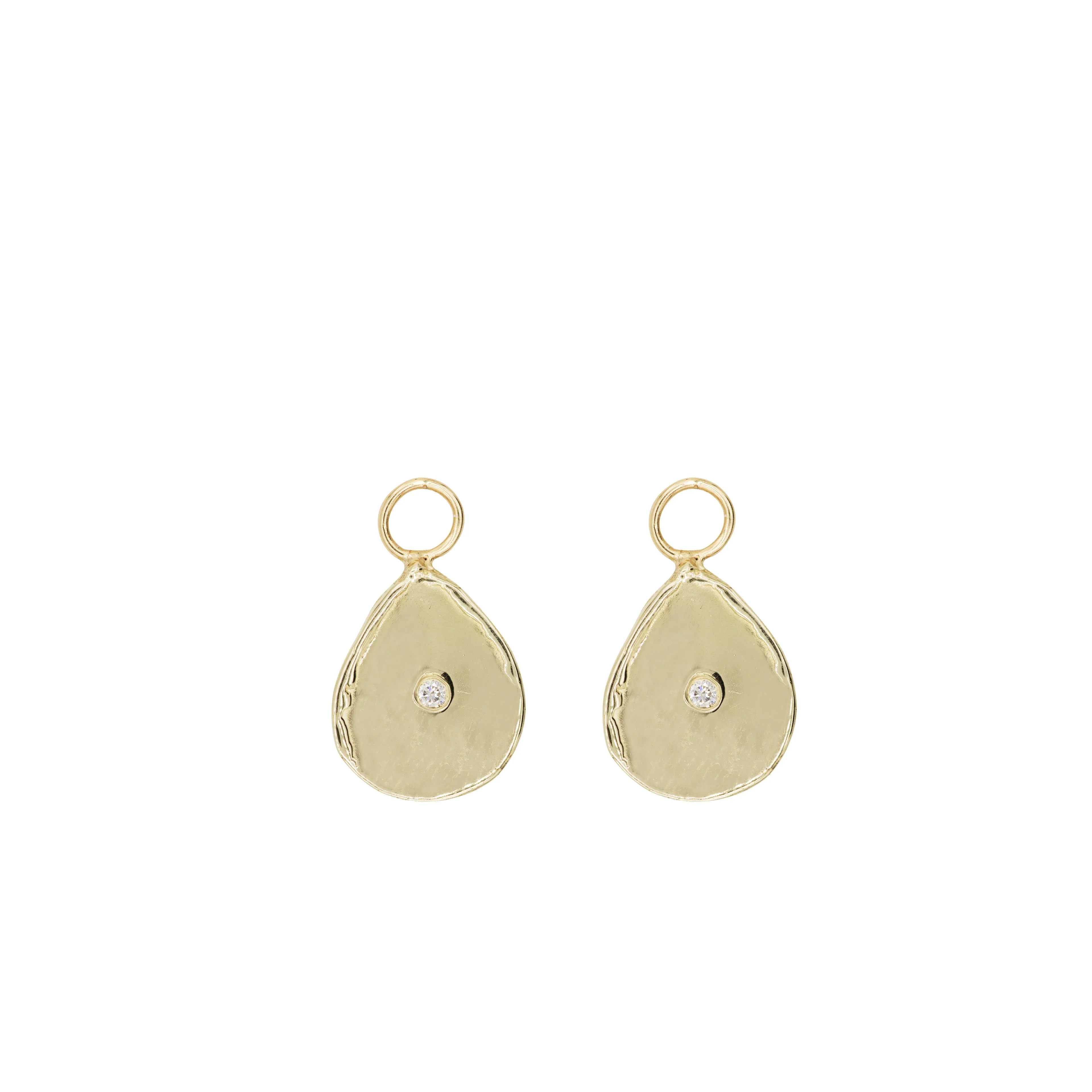 Gold w/ Diamond Teardrop Huggies Set