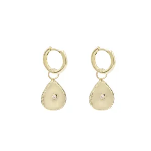 Gold w/ Diamond Teardrop Huggies Set
