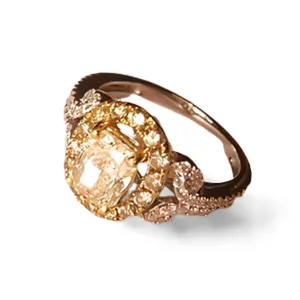 Gorgeous 18K White Gold Fancy Color Yellow Diamond Filigree Engagement Ring
