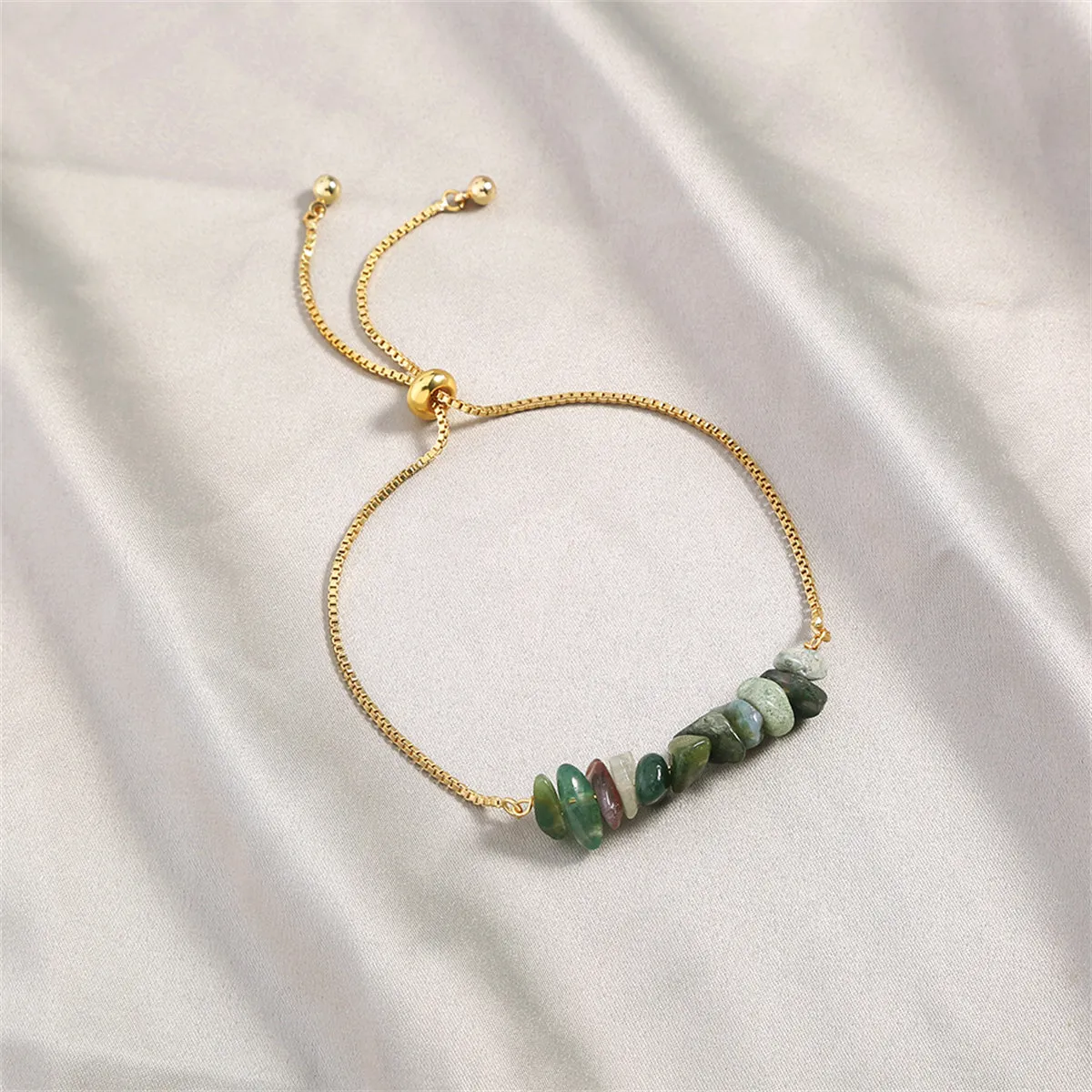 Gray & Green Resin 18K Gold-Plated Adjustable Bracelet
