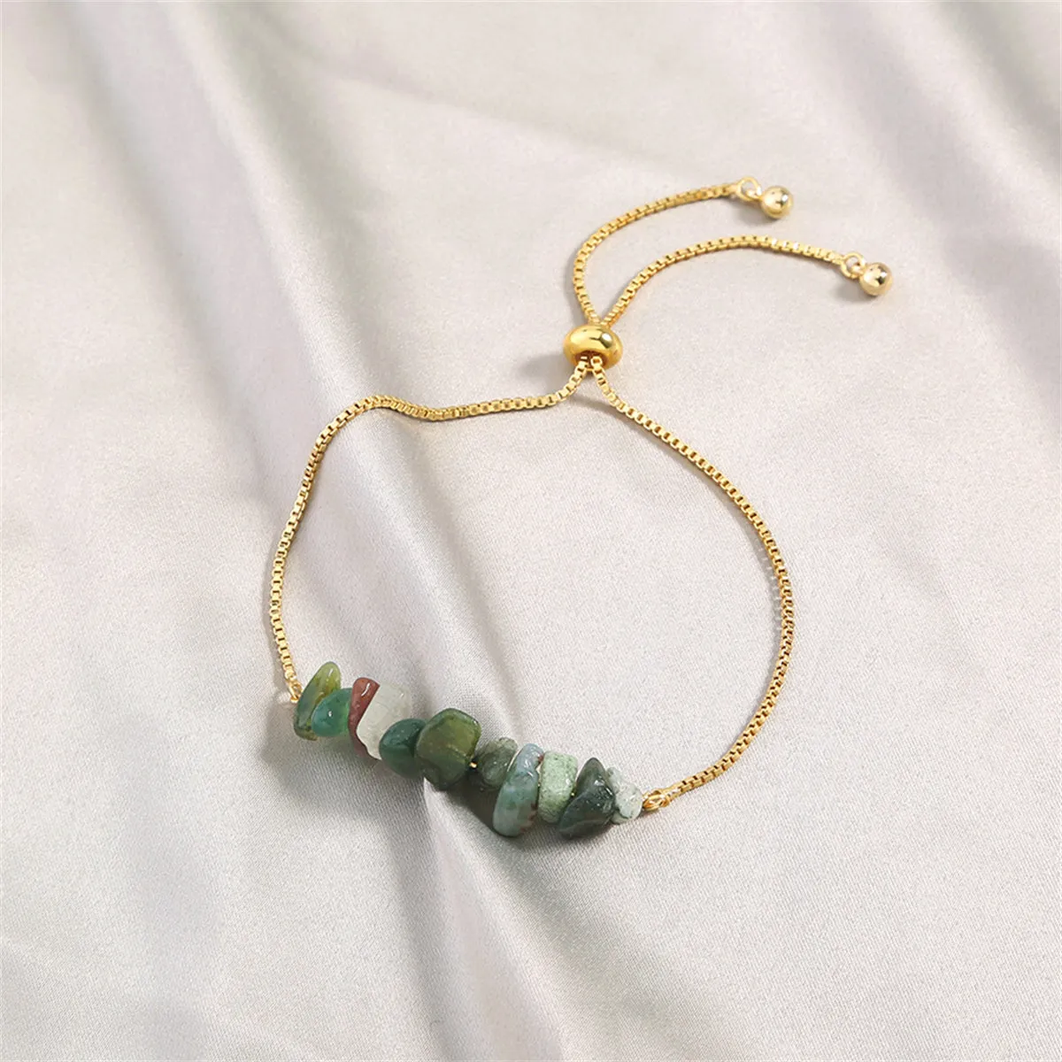 Gray & Green Resin 18K Gold-Plated Adjustable Bracelet