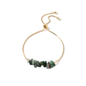 Gray & Green Resin 18K Gold-Plated Adjustable Bracelet