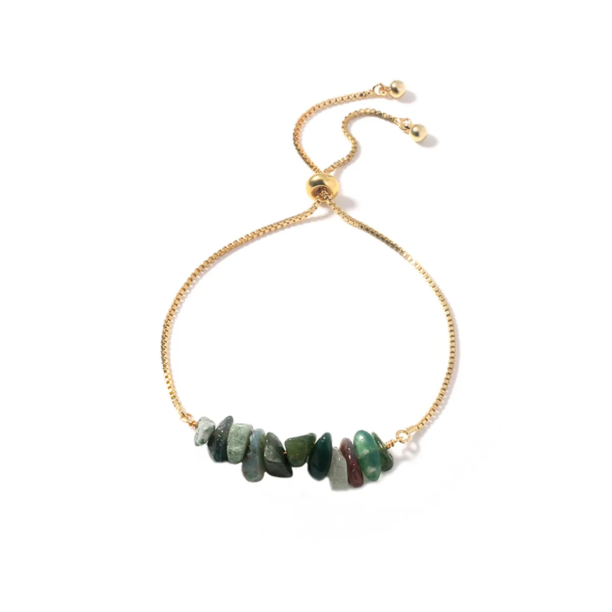Gray & Green Resin 18K Gold-Plated Adjustable Bracelet