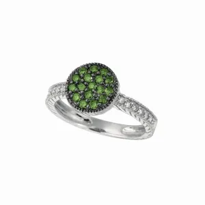 GREEN & WHITE DIAMOND ROUND RING 14K GOLD (0.62 CTW)
