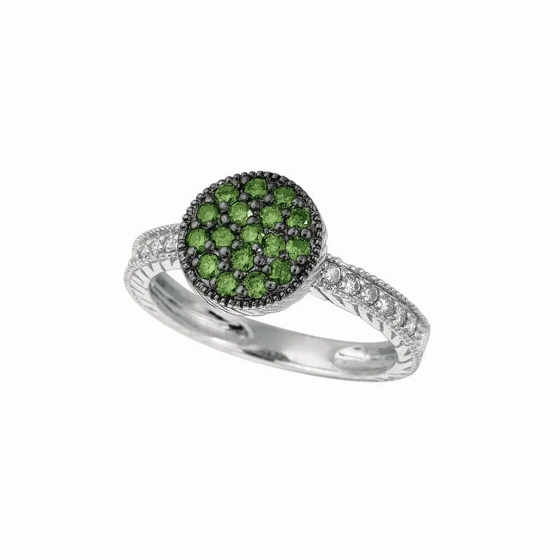 GREEN & WHITE DIAMOND ROUND RING 14K GOLD (0.62 CTW)