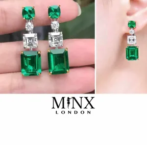 Green Diamond Earrings | Emerald Green Earrings | Emerald Diamond Earrings | Classy Earrings | Womens Earrings | Emerald Earrings