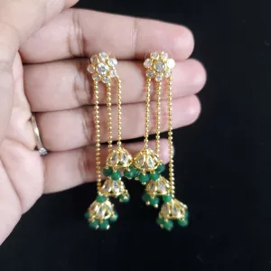 Green Polki Earrings