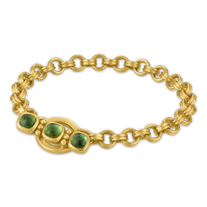 Green Tourmaline Double Link Chain Bracelet