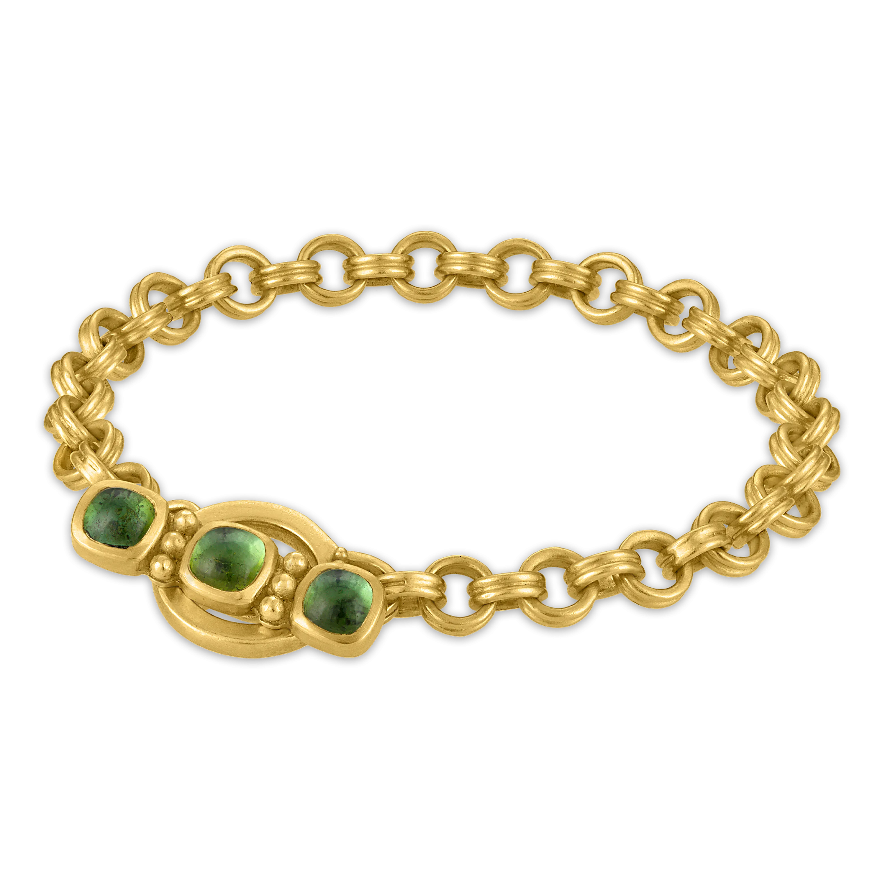Green Tourmaline Double Link Chain Bracelet