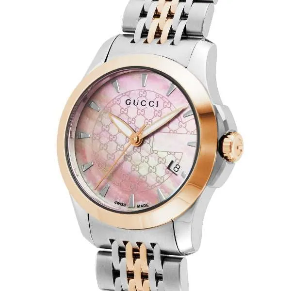 Gucci G-Timeless Two-tone Stainless Steel Mother Of Pearl Dial Quartz Watch for Ladies - YA126536