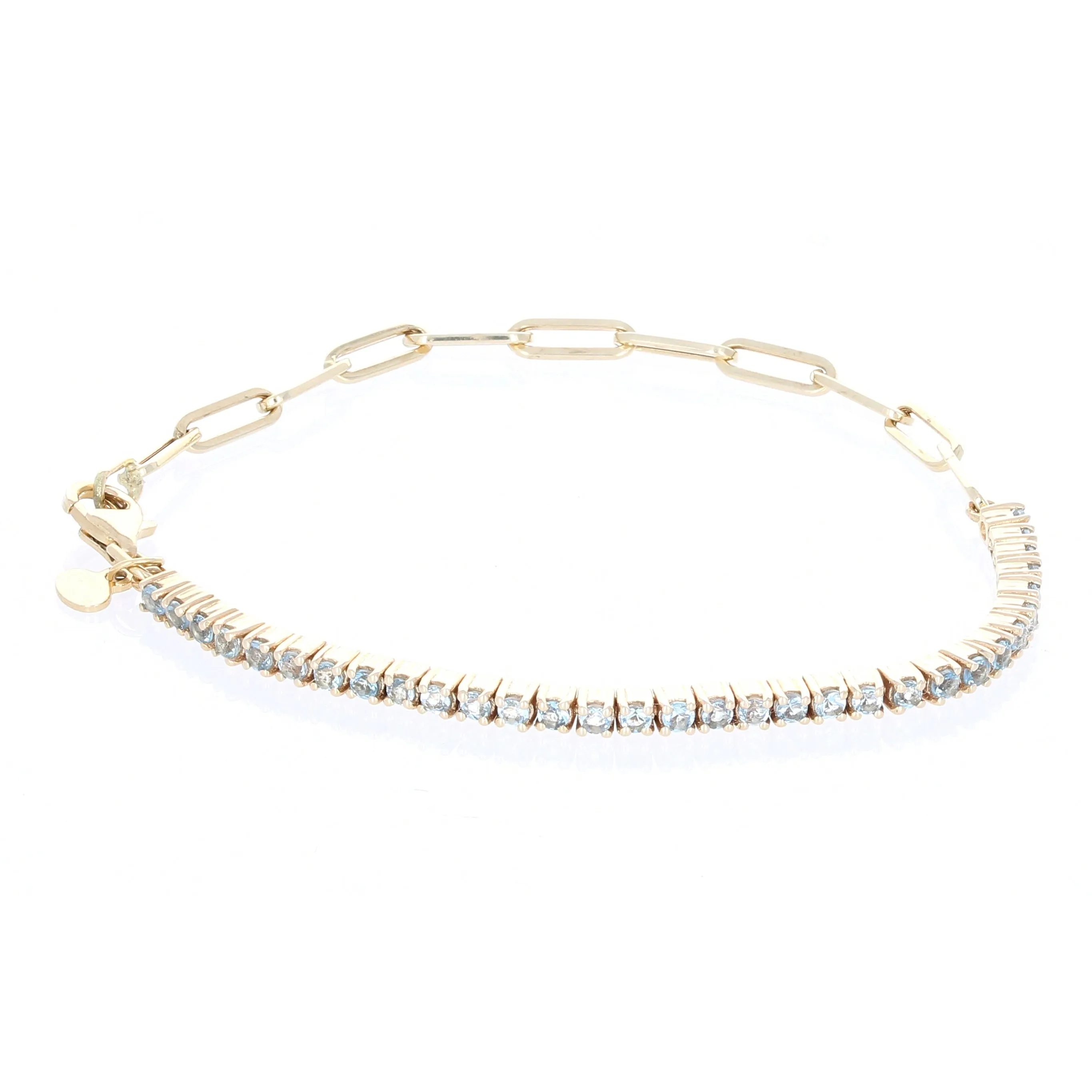 Half & Half Gemstone Tennis Paperclip Bracelet