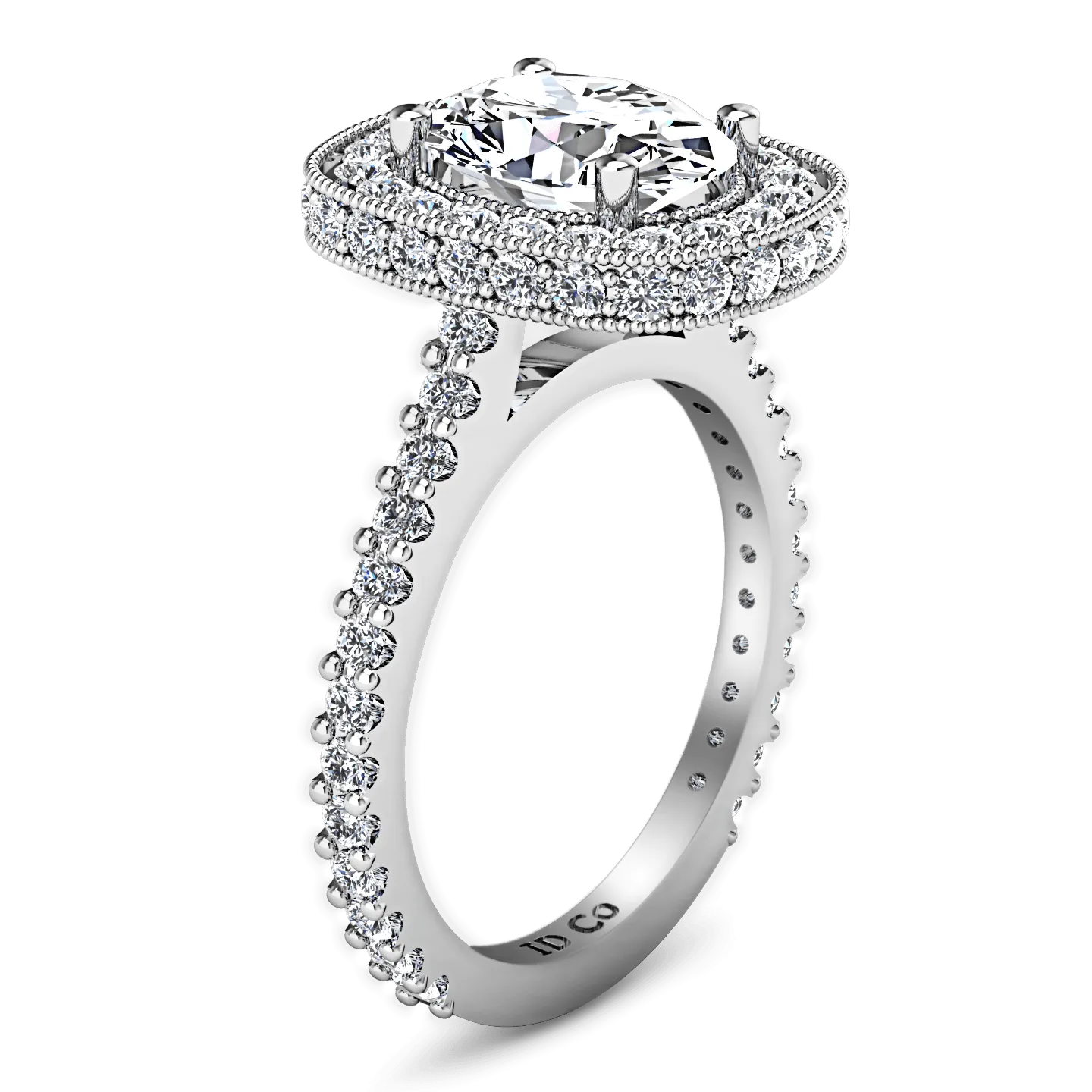 Halo Oval Diamond Engagement Ring Camille 14K White Gold