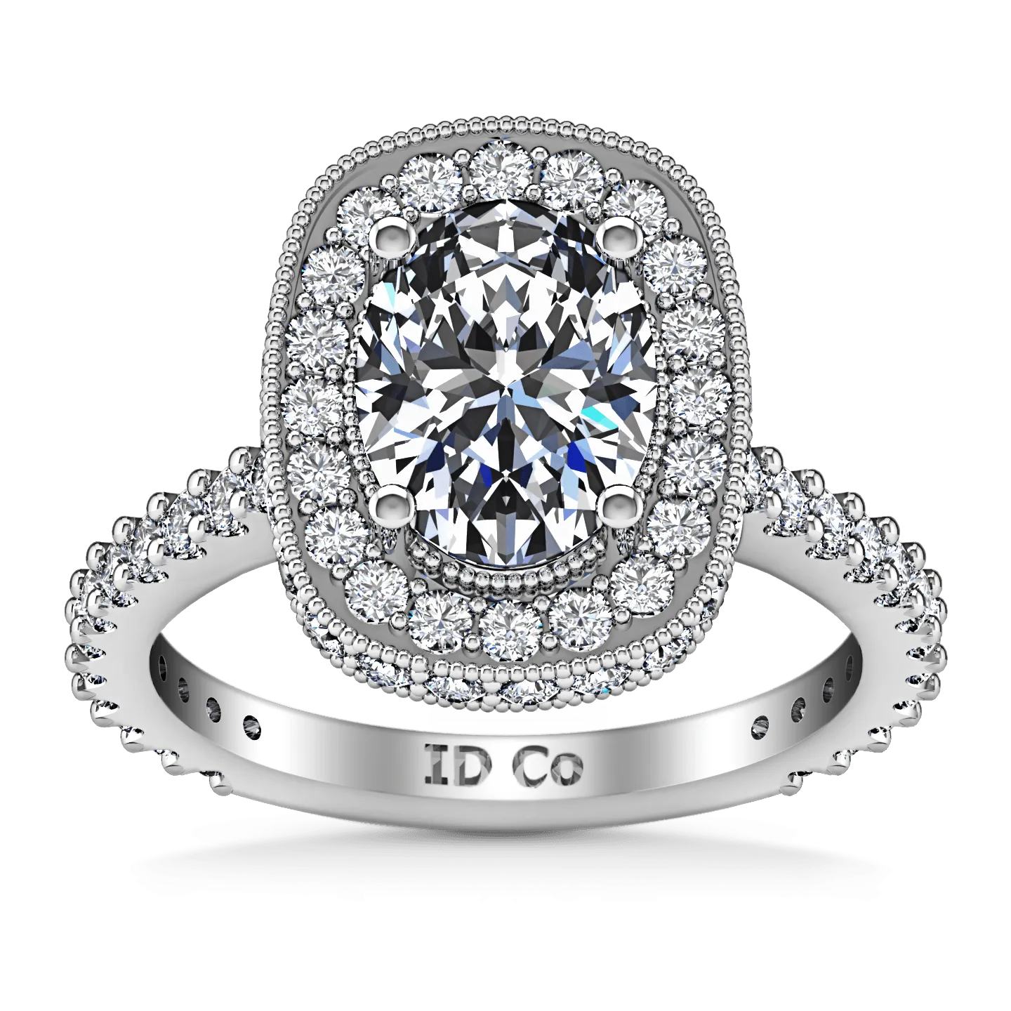 Halo Oval Diamond Engagement Ring Camille 14K White Gold