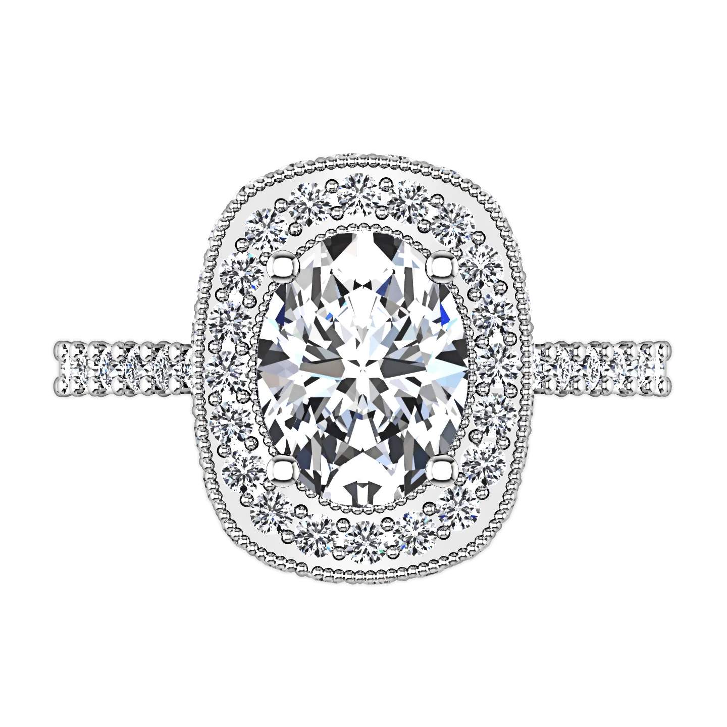 Halo Oval Diamond Engagement Ring Camille 14K White Gold