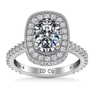 Halo Oval Diamond Engagement Ring Camille 14K White Gold